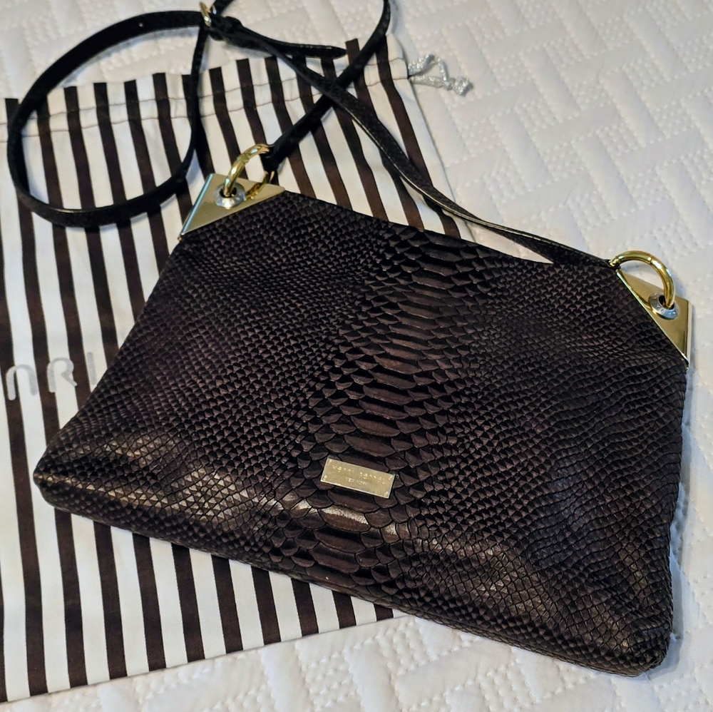 Henri Bendel Snake Embossed Leather Crossbody / Clutch